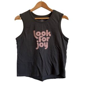 Bando Shirt Womens Medium Gray Pink Look For Joy Quote Sleeveless Graphic Top